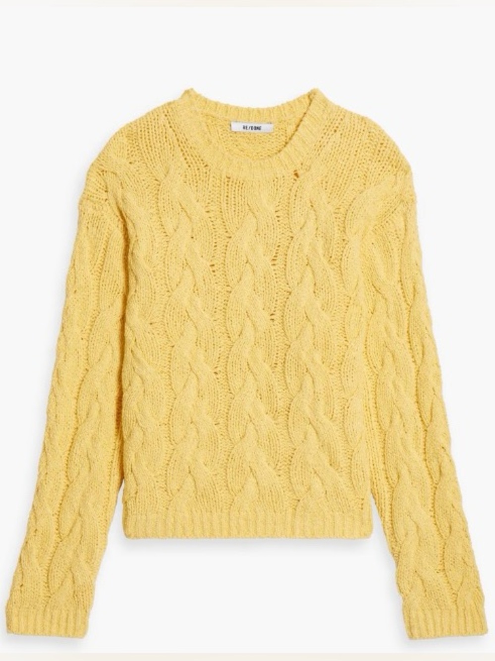 Re/done redone yellow cable sweater xsmall